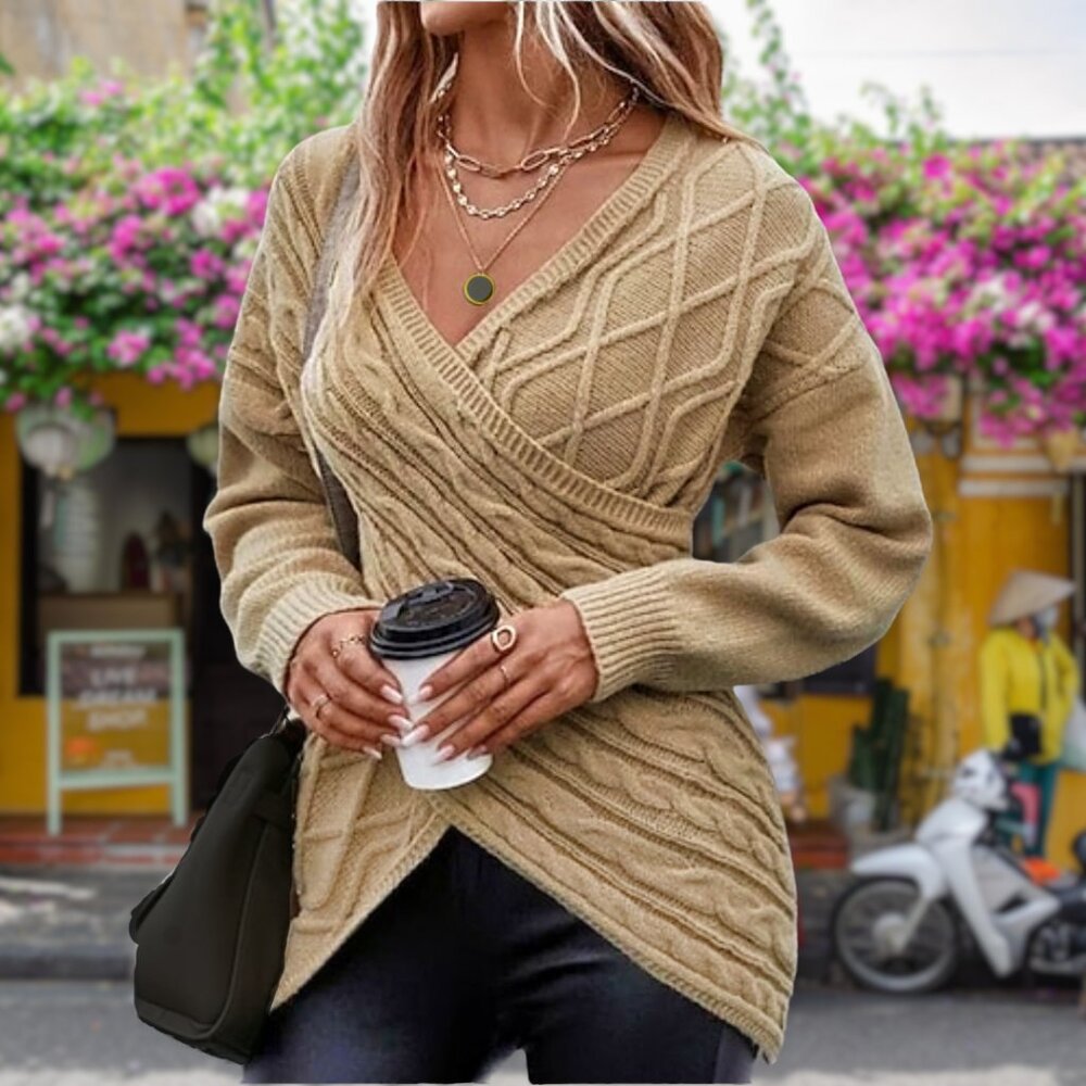 Cable Knit Criss-Cross Sweater